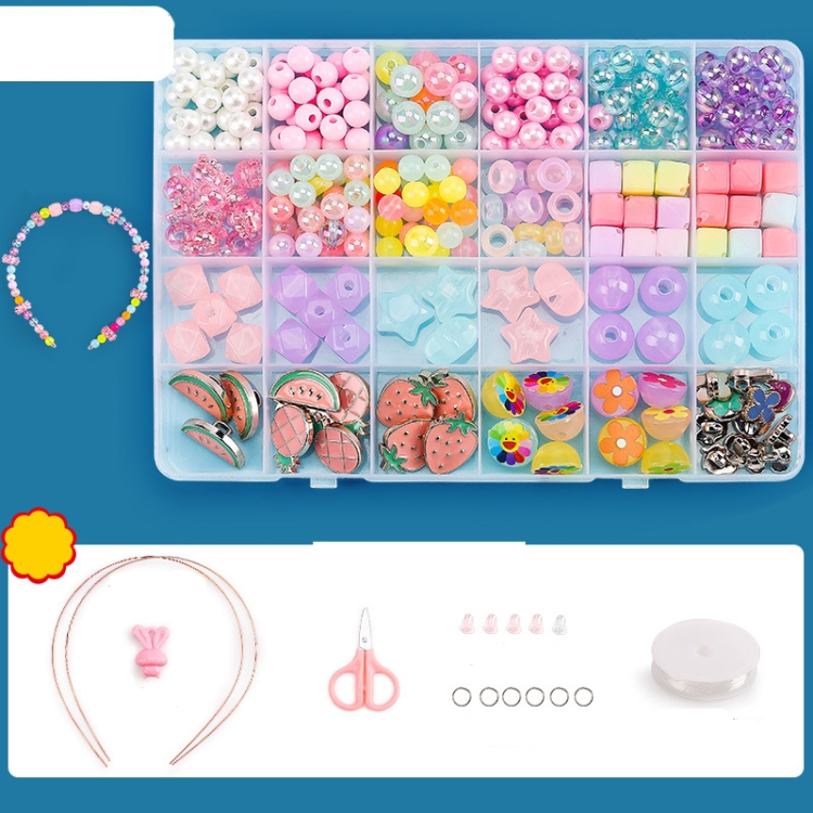 Beaded Educational Toys DIY Jewelry Material Set For Children 24 Grids Watermelon Fruit Language+S Package
