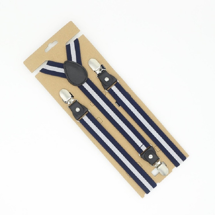 Bib Pants Anti-drop Clips Y Shape Shoulder Strap Clip for Men / Women(Navy White Stripes)