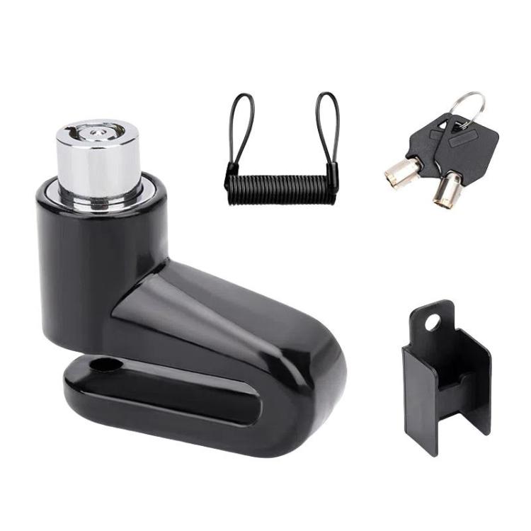 Bicycle Disc Brake Lock Portable Motorcycle Reminder Rope Lock Accessories(With Reminder Cord Black)