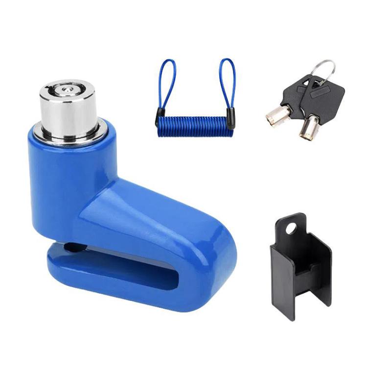 Bicycle Disc Brake Lock Portable Motorcycle Reminder Rope Lock Accessories(With Reminder Cord Blue)