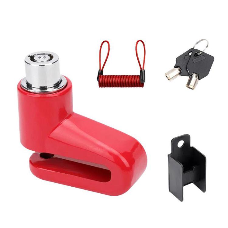 Bicycle Disc Brake Lock Portable Motorcycle Reminder Rope Lock Accessories(With Reminder Cord Red)
