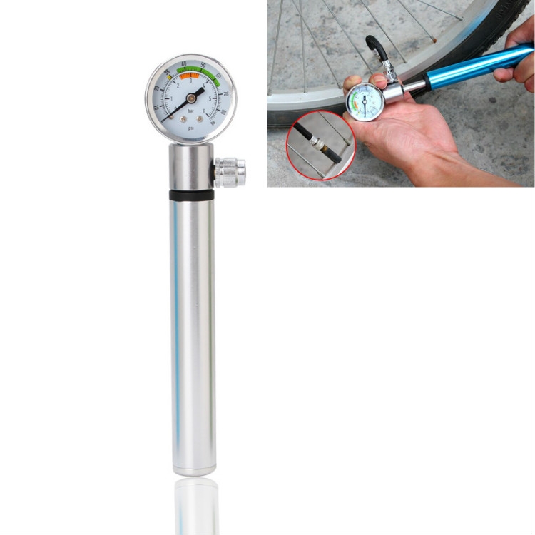 Bicycle Manual Mini Air Pump Bicycle Universal Air Pump Bicycle Outdoor Riding Portable Air Pump(Silver)