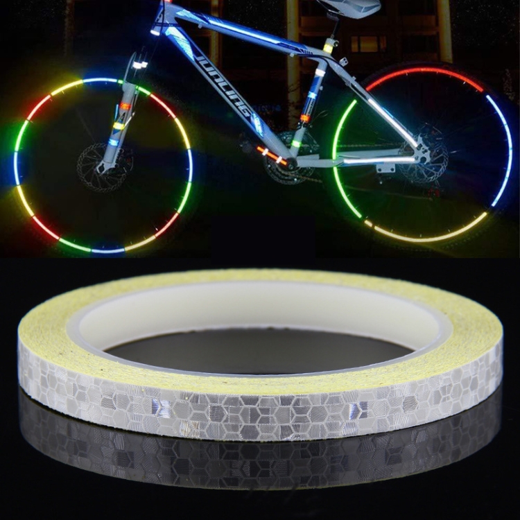 Bicycle Mountain Bike Motorcycle Sticker Car Contour Reflective Sticker Night Riding Reflective Sticker, Size: 2 x 800cm(White)