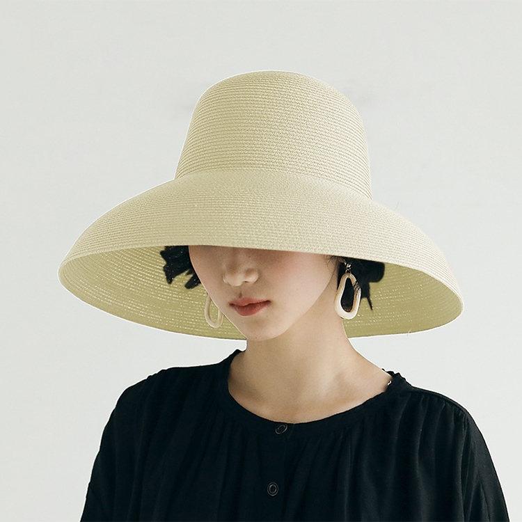 Big Eaves Straw Hat Female Summer Sunscreen Basin Hat Beach Vacation Sunhat Fisherman Hat, Colour: Beige(M(56-58cm))