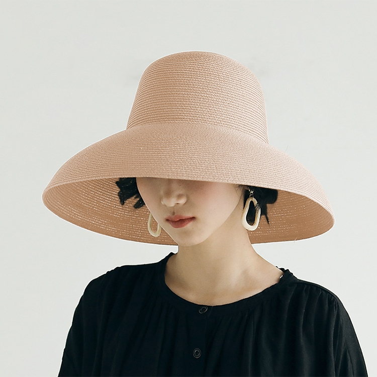 Big Eaves Straw Hat Female Summer Sunscreen Basin Hat Beach Vacation Sunhat Fisherman Hat, Colour: Pink(M(56-58cm))