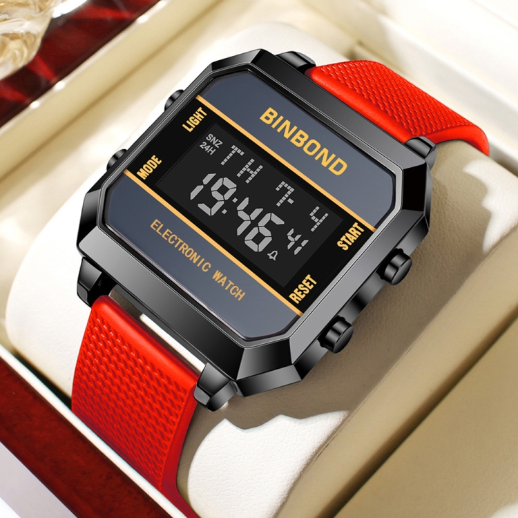 BINBOND D081 30m Waterproof Multifunctional Student Sports Electronic Watch(Red)