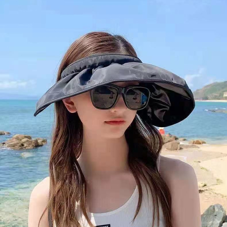 Black Gelatin Shell Shape Cap Dual-Use Headband Sunshade Hat Sunscreen Outdoor Sun Visor Hat, Size: M (56-58cm)(Black)