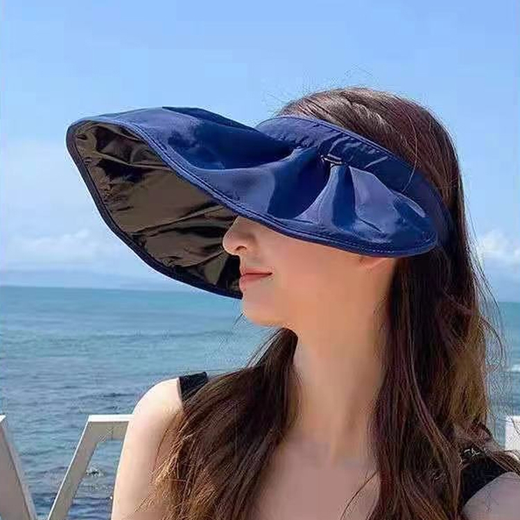 Black Gelatin Shell Shape Cap Dual-Use Headband Sunshade Hat Sunscreen Outdoor Sun Visor Hat, Size: M (56-58cm)(Navy)