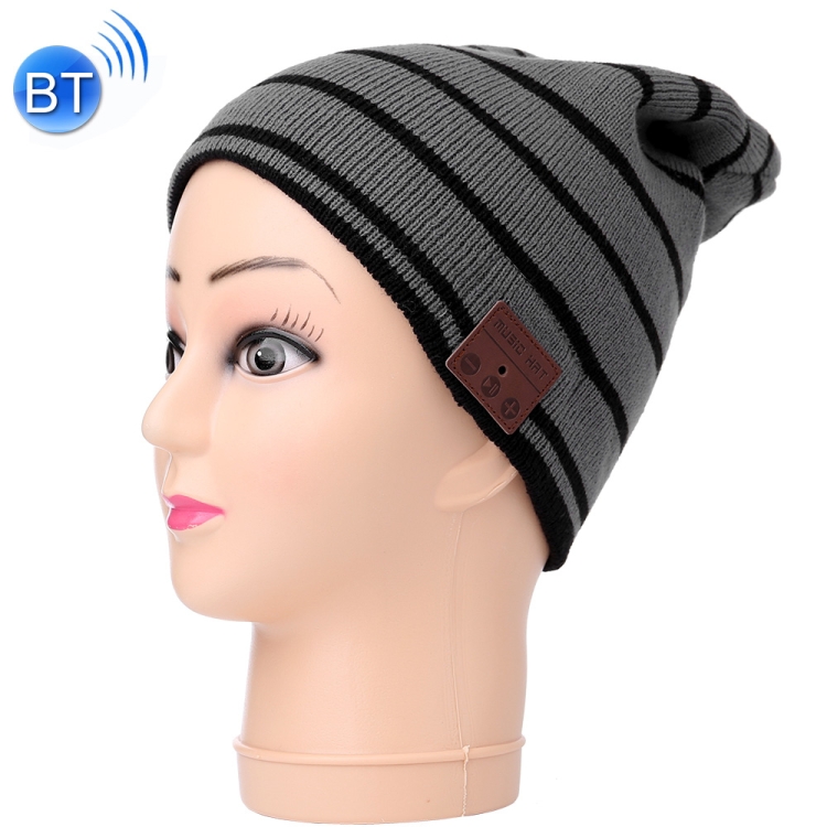 Bluetooth Warm Wide Stripe Knit Hat, Supports Phone Answering & Bluetooth Photo Taking & Music Playing