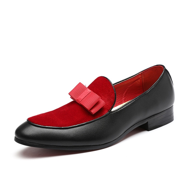 Bowknot Wedding Dress Male Flats Gentlemen Casual Shoes, Shoe Size:41(Red)