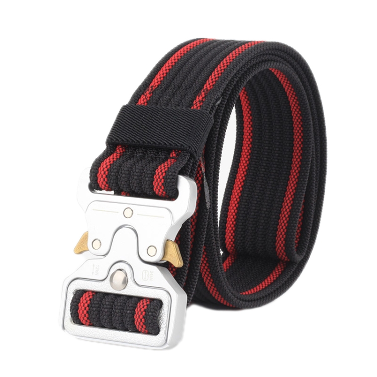 Braided Nylon Belt With Quick Release Buckle(Black Red Edge)