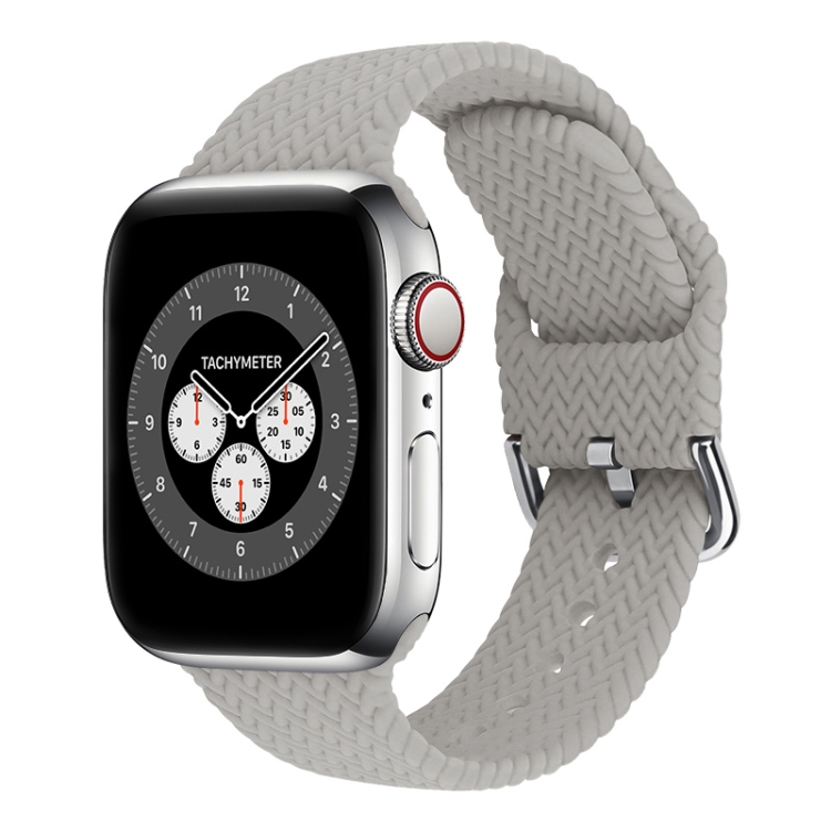 Braided Silicone Watch Band with Buckle For Apple Watch Series 9&8&7 41mm / SE 3&SE 2&6&SE&5&4 40mm / 3&2&1 38mm(Gray)