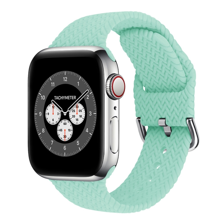 Braided Silicone Watch Band with Buckle For Apple Watch Ultra 49mm&Watch Ultra 2 49mm / Series 9&8&7 45mm / SE 3&SE 2&6&SE&5&4 44mm / 3&2&1 42mm(Blue Sea)