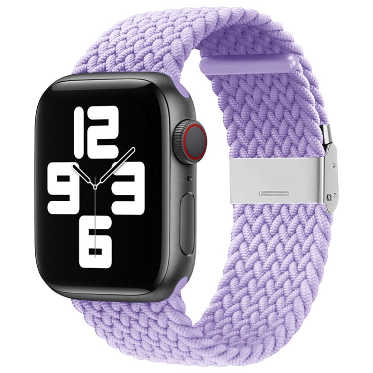 Braided + Stainless Steel Watch Band For Apple Watch Series 9&8&7 41mm / SE 3&SE 2&6&SE&5&4 40mm / 3&2&1 38mm(British Lavender)