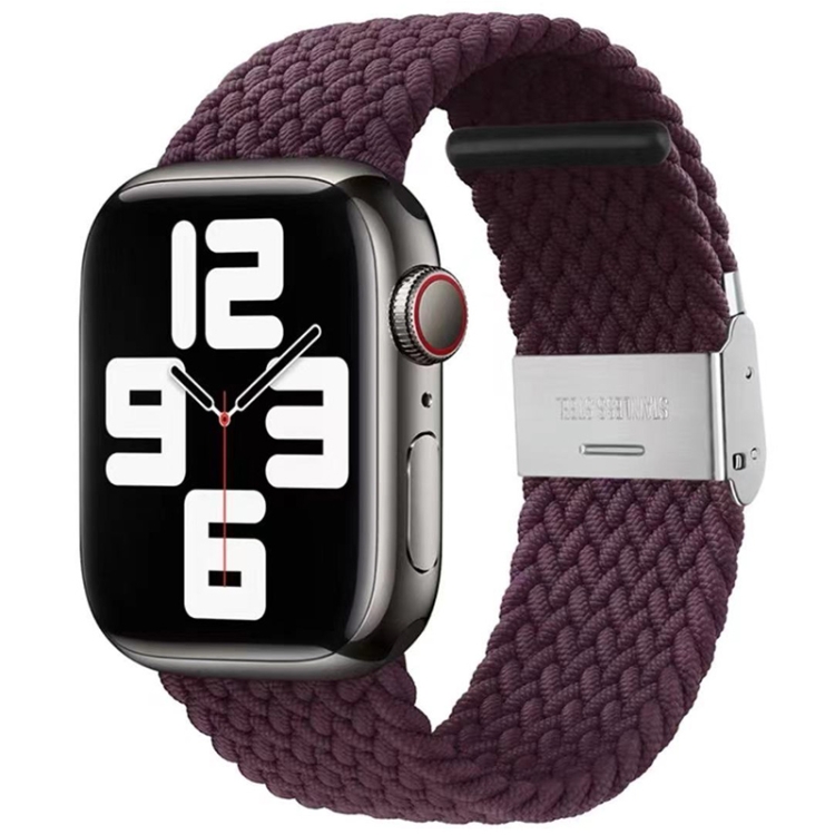 Braided + Stainless Steel Watch Band For Apple Watch Series 9&8&7 41mm / SE 3&SE 2&6&SE&5&4 40mm / 3&2&1 38mm(Crimson Cherry)