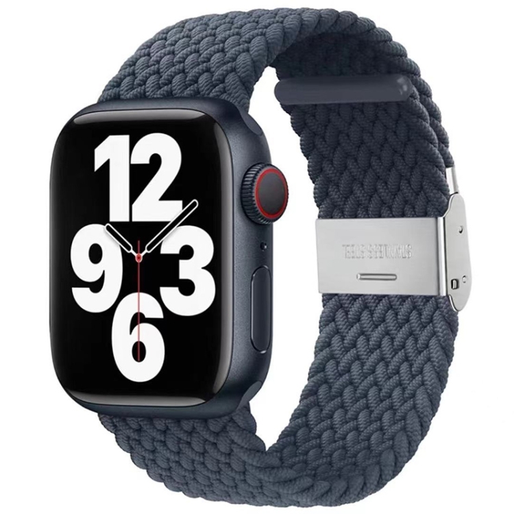 Braided + Stainless Steel Watch Band For Apple Watch Series 9&8&7 41mm / SE 3&SE 2&6&SE&5&4 40mm / 3&2&1 38mm(Deep Blue)