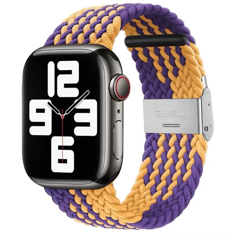Braided + Stainless Steel Watch Band For Apple Watch Series 9&8&7 41mm / SE 3&SE 2&6&SE&5&4 40mm / 3&2&1 38mm(Rainbow)