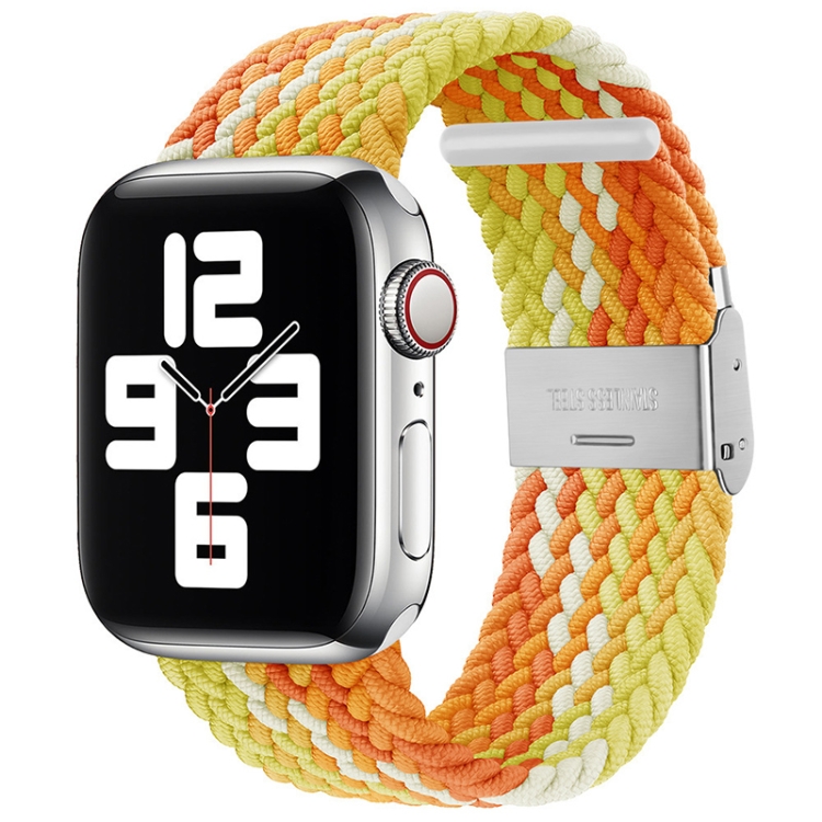 Braided + Stainless Steel Watch Band For Apple Watch Ultra 49mm&Watch Ultra 2 49mm / Series 9&8&7 45mm / SE 3&SE 2&6&SE&5&4 44mm / 3&2&1 42mm(Fragrant Orange)