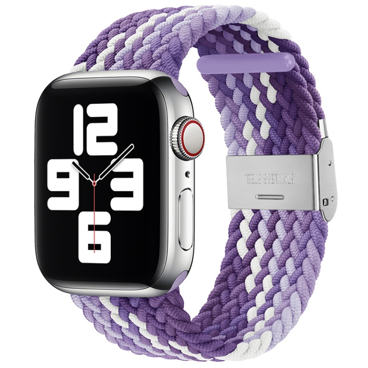 Braided + Stainless Steel Watch Band For Apple Watch Ultra 49mm&Watch Ultra 2 49mm / Series 9&8&7 45mm / SE 3&SE 2&6&SE&5&4 44mm / 3&2&1 42mm(Grape Purple)