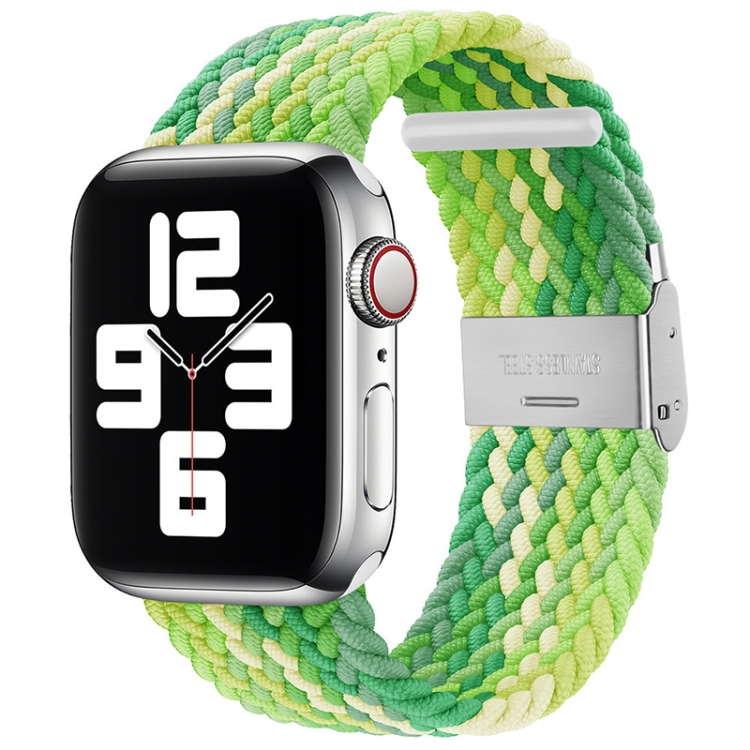 Braided + Stainless Steel Watch Band For Apple Watch Ultra 49mm&Watch Ultra 2 49mm / Series 9&8&7 45mm / SE 3&SE 2&6&SE&5&4 44mm / 3&2&1 42mm(Lime Color)