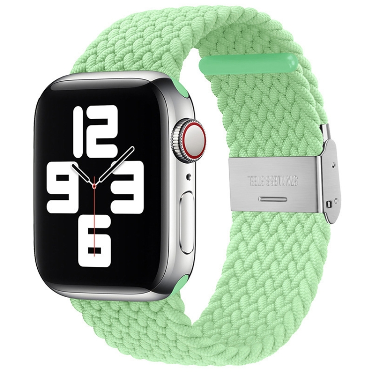 Braided + Stainless Steel Watch Band For Apple Watch Ultra 49mm&Watch Ultra 2 49mm / Series 9&8&7 45mm / SE 3&SE 2&6&SE&5&4 44mm / 3&2&1 42mm(Pistachio Color)