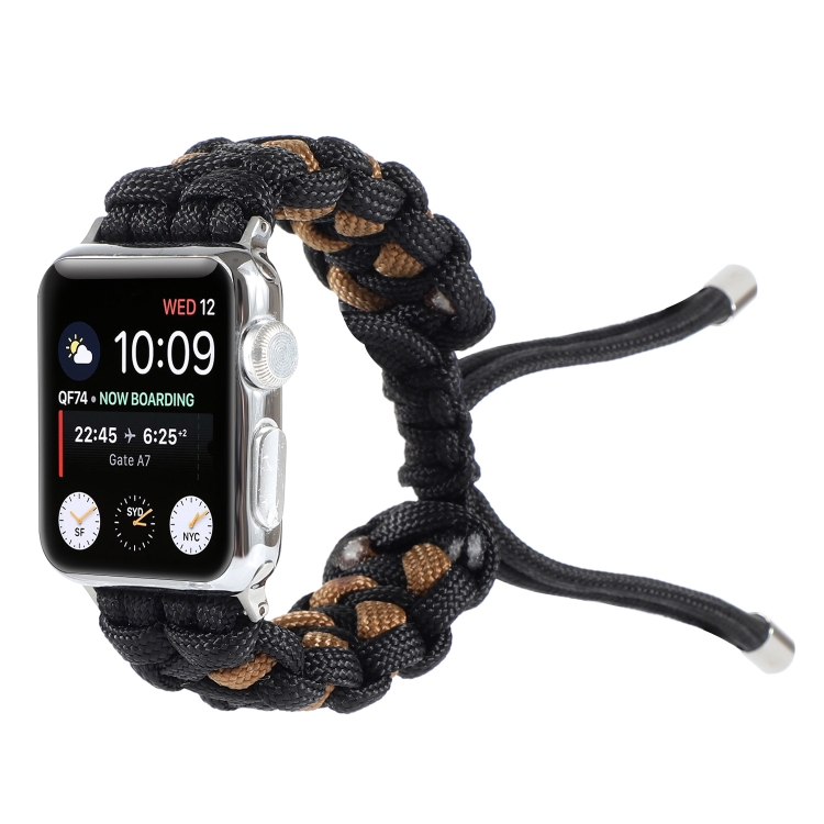 Braided Umbrella Cord Watch Band For Apple Watch Series 9&8&7 41mm / SE 3&SE 2&6&SE&5&4 40mm / 3&2&1 38mm(Black)