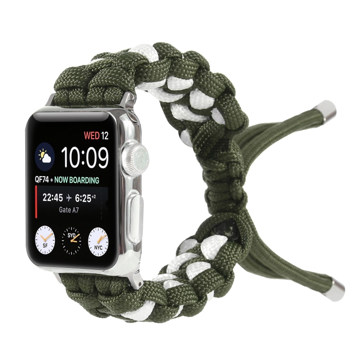 Braided Umbrella Cord Watch Band For Apple Watch Series 9&8&7 41mm / SE 3&SE 2&6&SE&5&4 40mm / 3&2&1 38mm(Green)