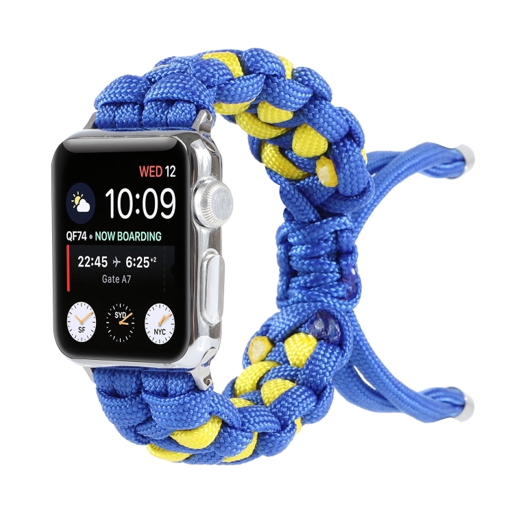 Braided Umbrella Cord Watch Band For Apple Watch Ultra 49mm&Watch Ultra 2 49mm / Series 9&8&7 45mm / SE 3&SE 2&6&SE&5&4 44mm / 3&2&1 42mm(Blue)