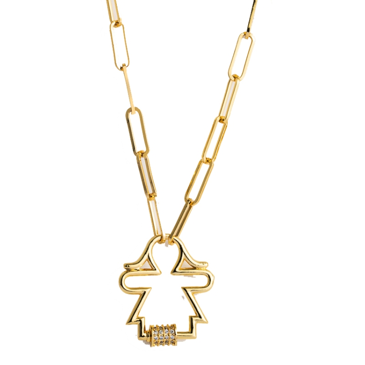Brass Micro-inlaid Zircon Delicate Clavicle Chain Cross Pendant Necklace(Girl)