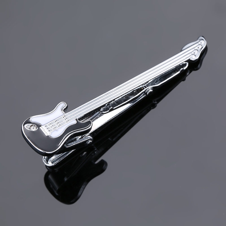 Brass Polished Gum Pattern Business Men Tie Clip, Color: Black White Violin