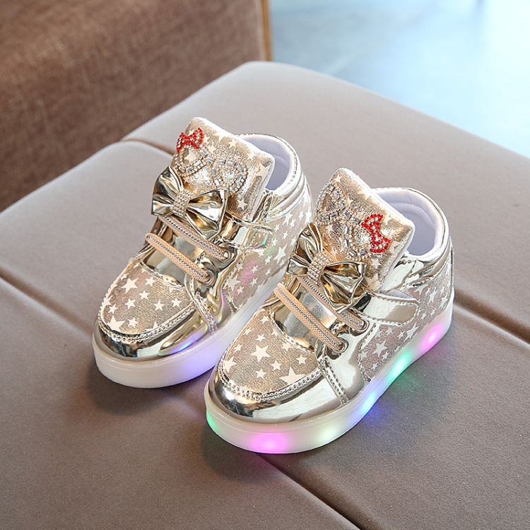 Breathable Flashing Light Luminous Casual Boys & Girls Shoes, Size: 22(Gold)
