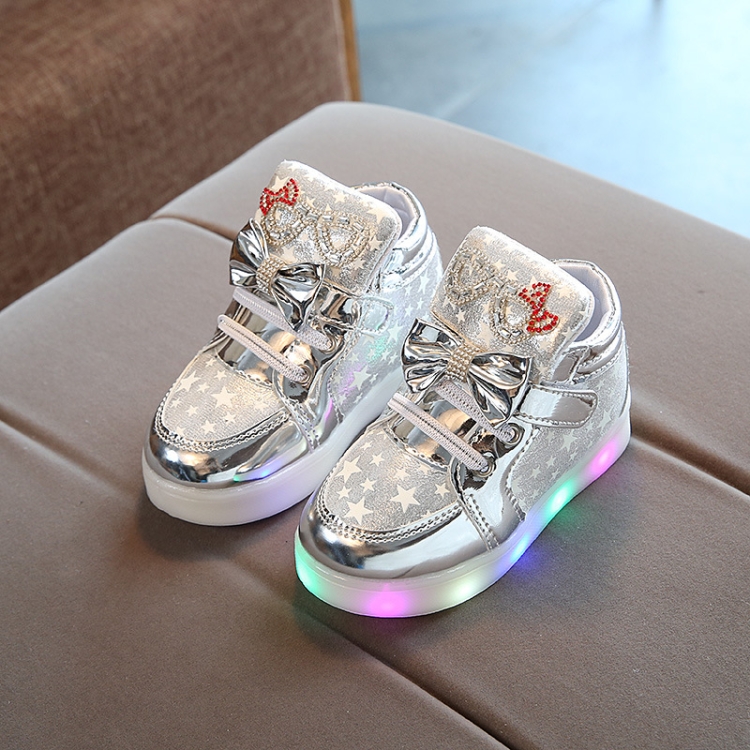 Breathable Flashing Light Luminous Casual Boys & Girls Shoes, Size: 22(Silver)