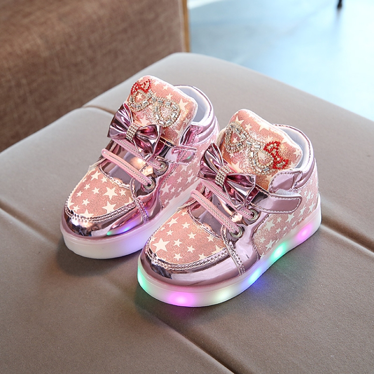 Breathable Flashing Light Luminous Casual Boys & Girls Shoes, Size: 29(Pink)