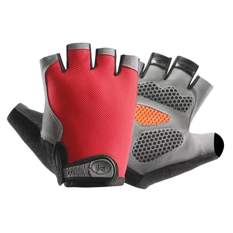 Breathable Half-Finger Gloves For Outdoor Fitness & Sports Non-Slip Wear-Resistant Mountaineering Fingerless Gloves, Size: L(Red)