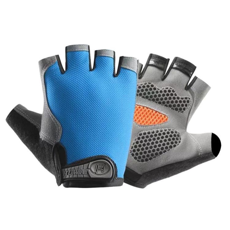 Breathable Half-Finger Gloves For Outdoor Fitness & Sports Non-Slip Wear-Resistant Mountaineering Fingerless Gloves, Size: L(Sapphire Blue)