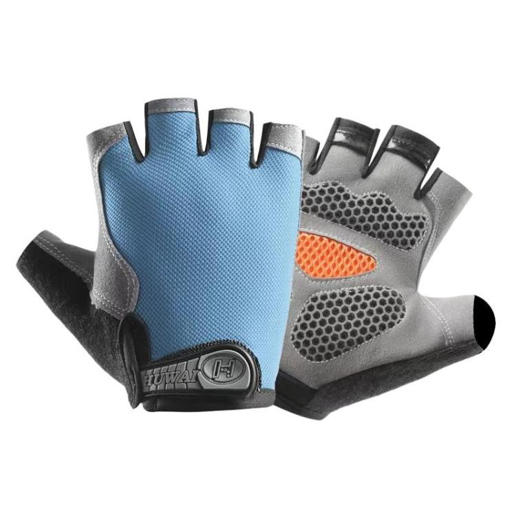 Breathable Half-Finger Gloves For Outdoor Fitness & Sports Non-Slip Wear-Resistant Mountaineering Fingerless Gloves, Size: M(Light Blue)