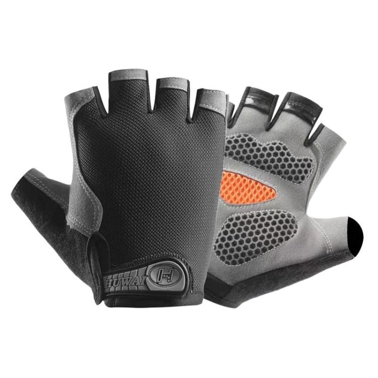 Breathable Half-Finger Gloves For Outdoor Fitness & Sports Non-Slip Wear-Resistant Mountaineering Fingerless Gloves, Size: S(Blsck)
