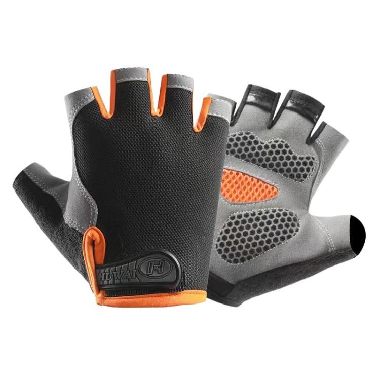 Breathable Half-Finger Gloves For Outdoor Fitness & Sports Non-Slip Wear-Resistant Mountaineering Fingerless Gloves, Size: S(Orange)