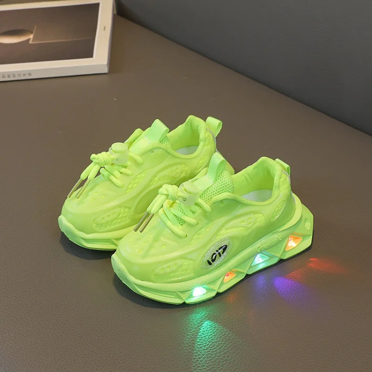 Breathable Lightweight Soft Sole Luminous Sports Casual Shoes, Size: 26(Green)