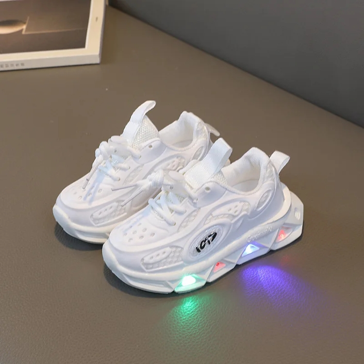 Breathable Lightweight Soft Sole Luminous Sports Casual Shoes, Size: 26(White)