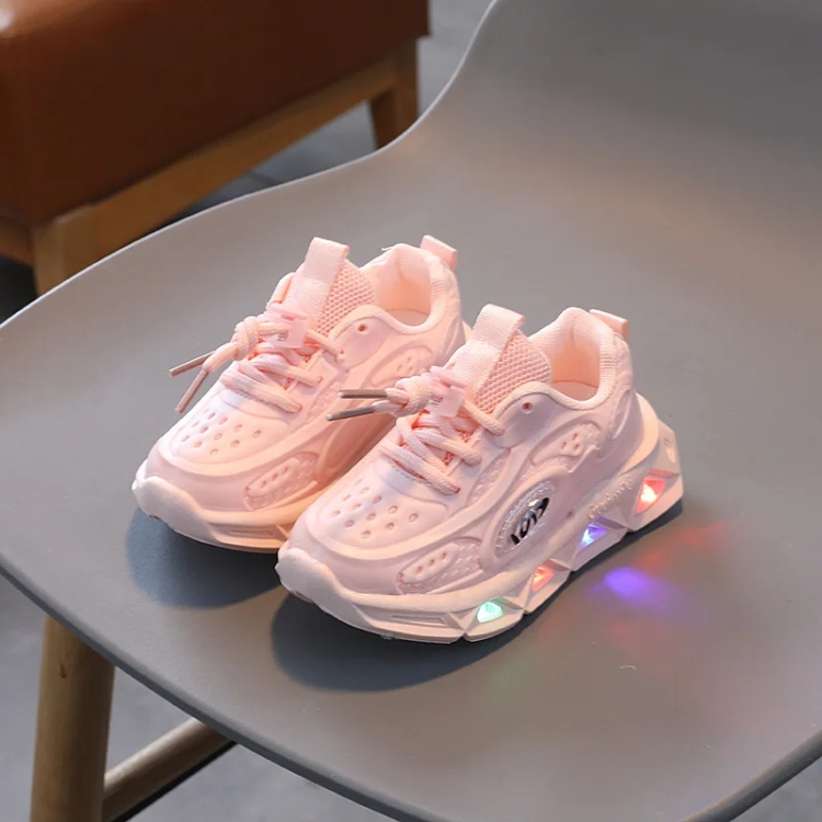 Breathable Lightweight Soft Sole Luminous Sports Casual Shoes, Size: 29(Pink)