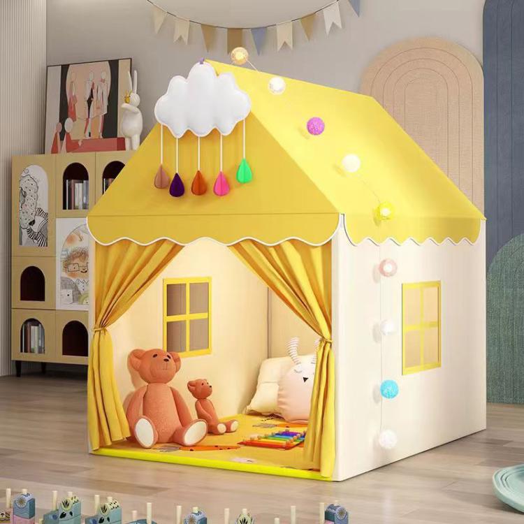 Breathable Spacious Kids Tent Indoor Playhouse Castle Play House(Yellow)