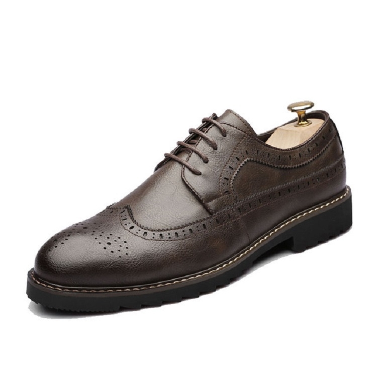 British Men Shoes Brogue Shoes Business Formal Shoes, Size:40(Brown)