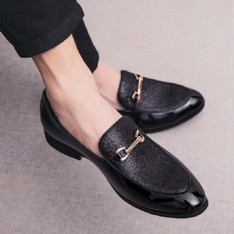 British Style Pointed Shoes Versatile Casual Shoes Slip-on Men Shoes, Size:44(Black)