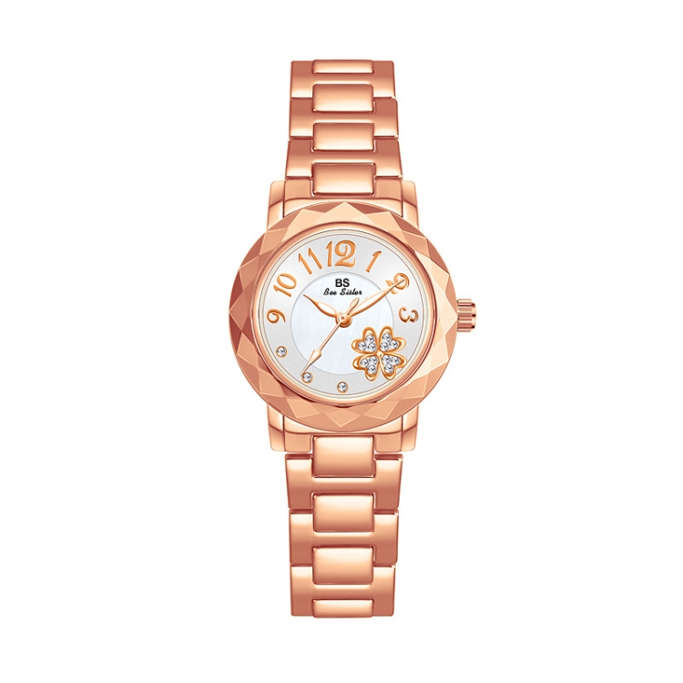 BS Bee Sister FA1481 Flower Embellished Ladies Alloy Watch Wrist Watches(Rose Gold)