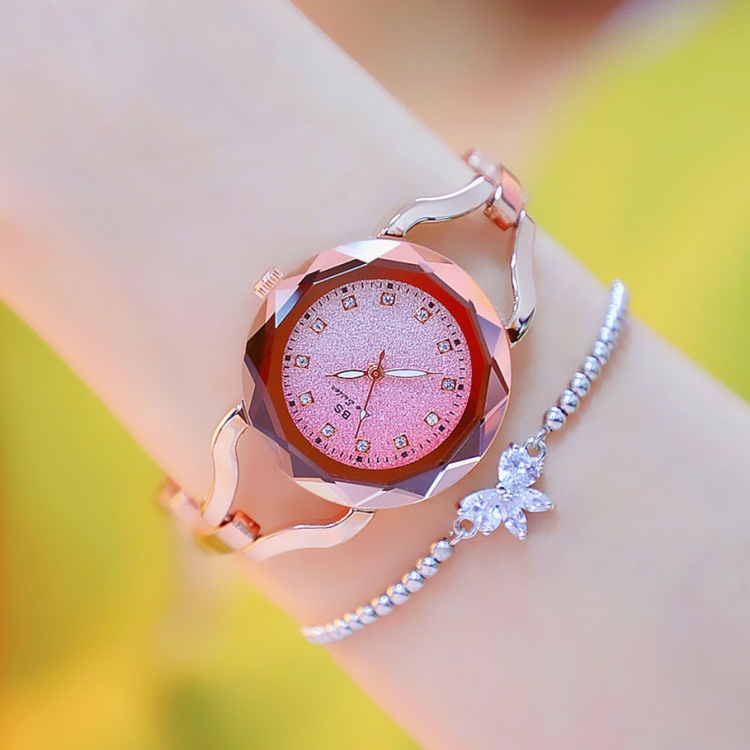 BS Bee Sister FA1565 Aurora Star Diamond Ladies Chain Watch(Rose Gold)