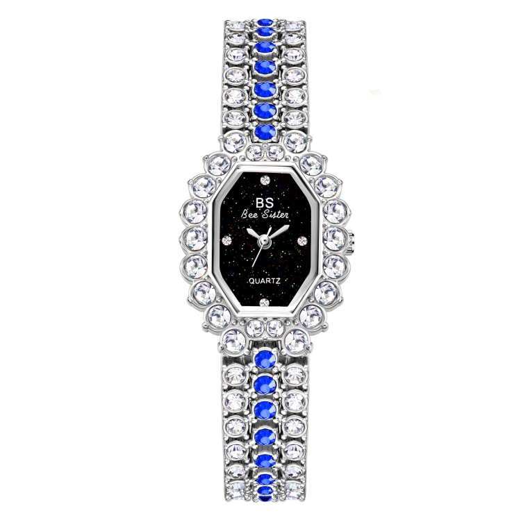 BS Bee Sister FA1581 Niche Glitter Full Diamond Women Watch(Silver Blue)