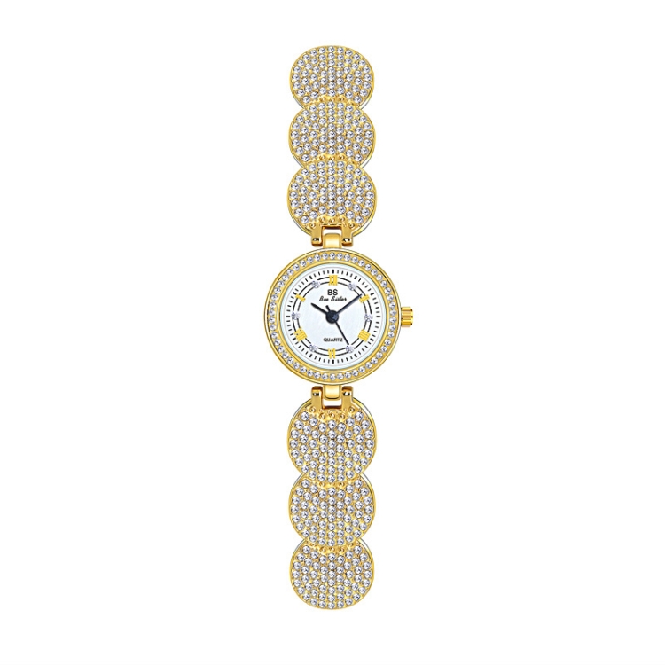 BS Bee Sister FA1606 Diamond Inlaid Ladies Watch Jewelry Chain Watch(Gold)