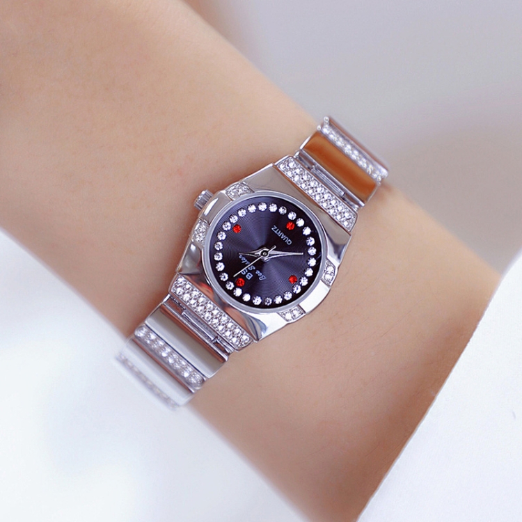 BS Bee Sister FA1647 Classic Ladies Watch Diamond Wrist Watch(Silver Black)