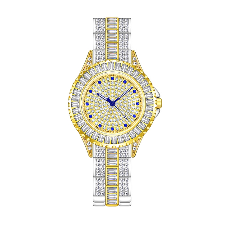 BS Bee Sister FA1686 Diamond Inlaid Ladies Watch Jewelry Chain Watch(Silver Golden)